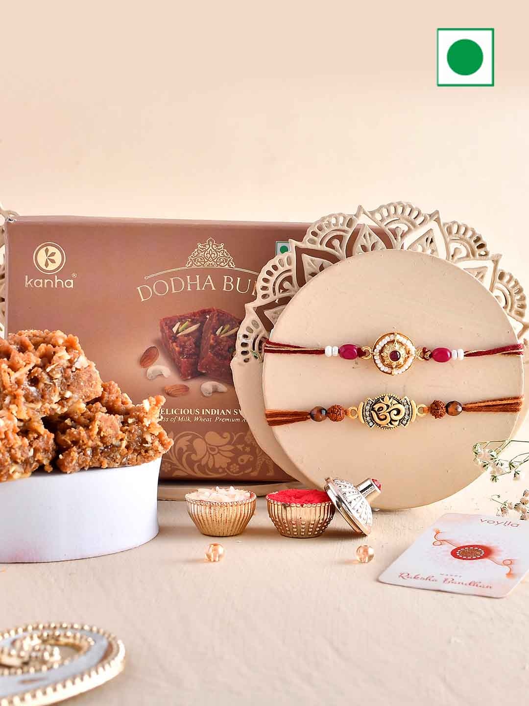 

Voylla Set Of 2 Rakhis With Doda Barfi-250gm, Multi