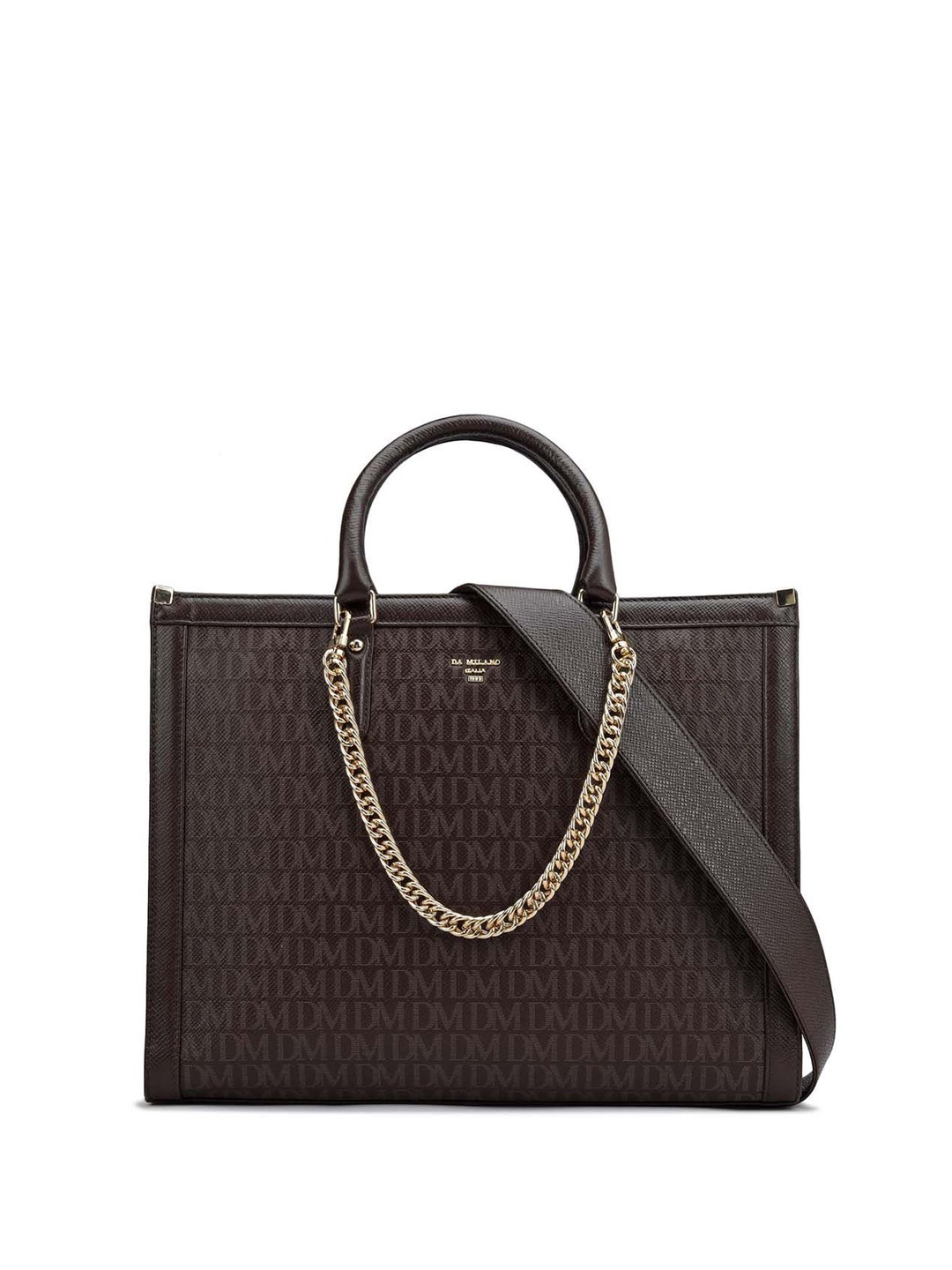 

Da Milano Textured Leather Oversized Structured Handheld Bag, Brown