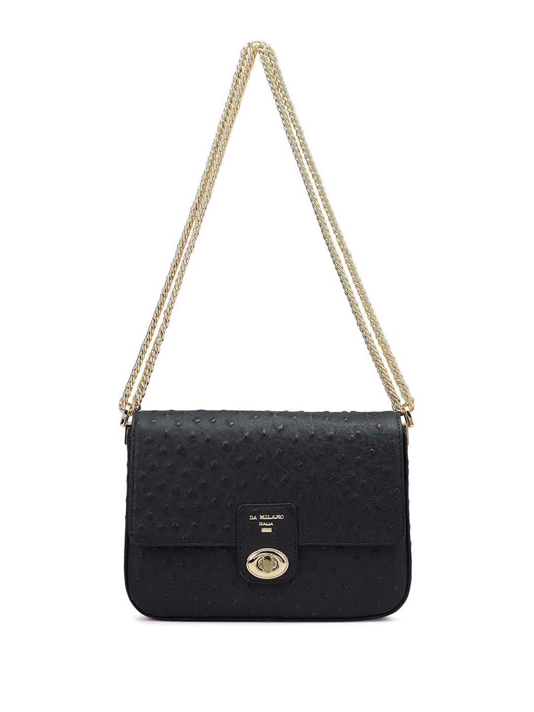 

Da Milano Leather Structured Sling Bag, Black