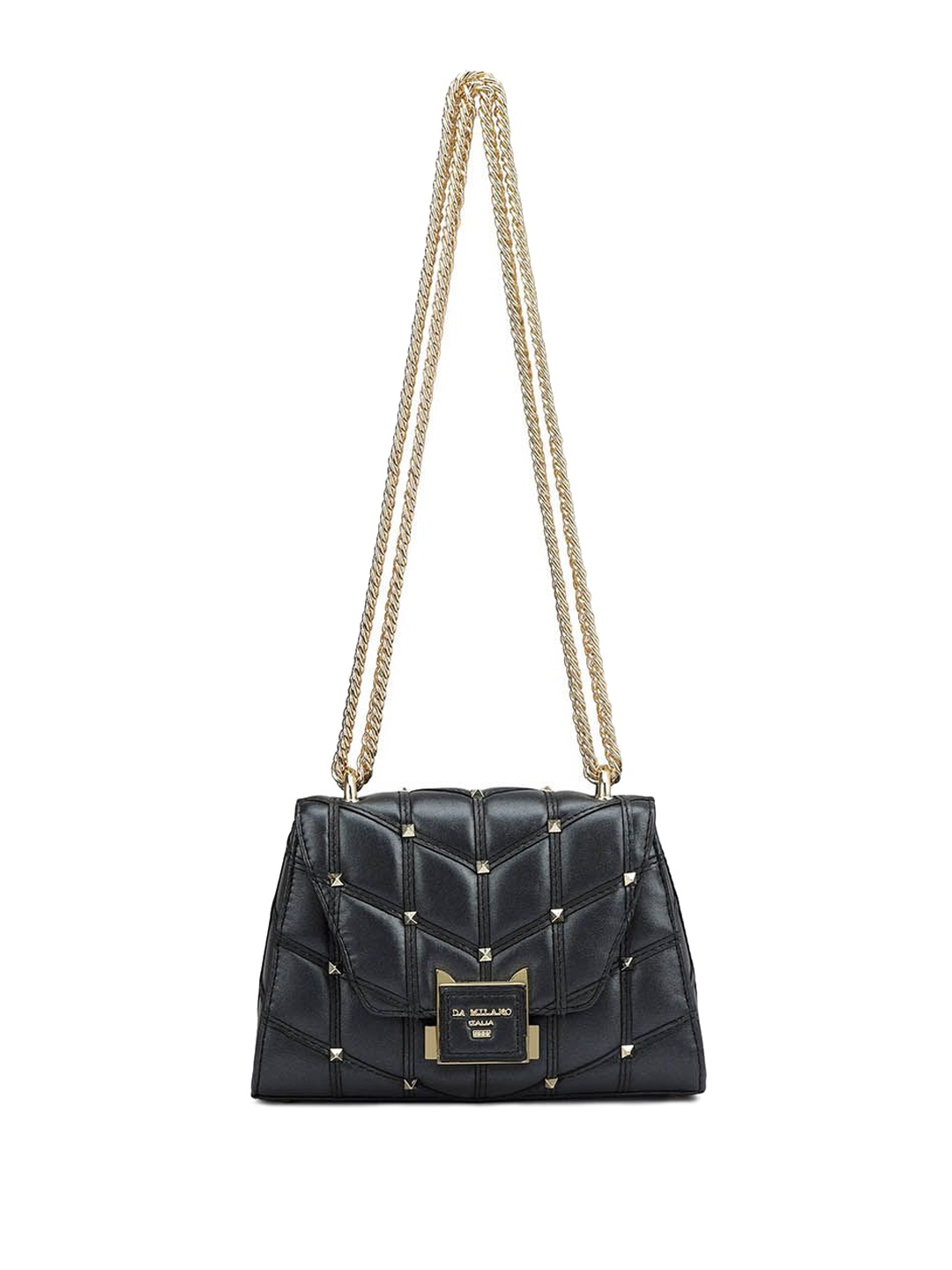 

Da Milano Embellished Leather Structured Sling Bag, Black