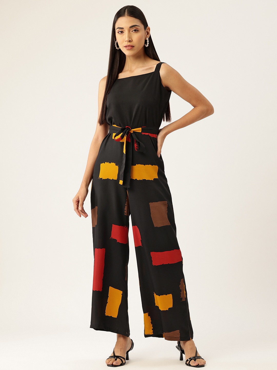 

Sleek Italia Printed Culotte Jumpsuit, Black
