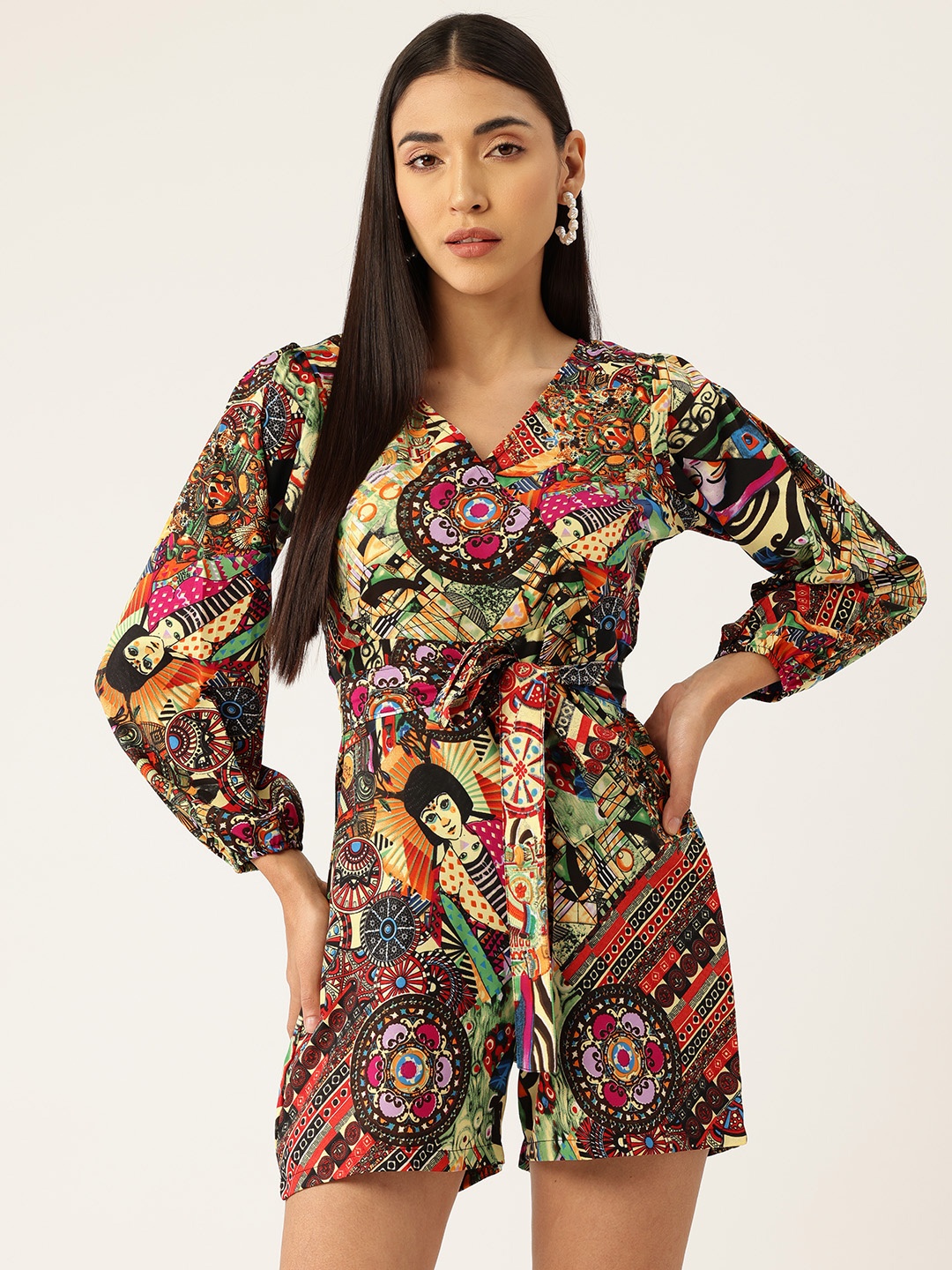 

Sleek Italia Printed Playsuit, Multi