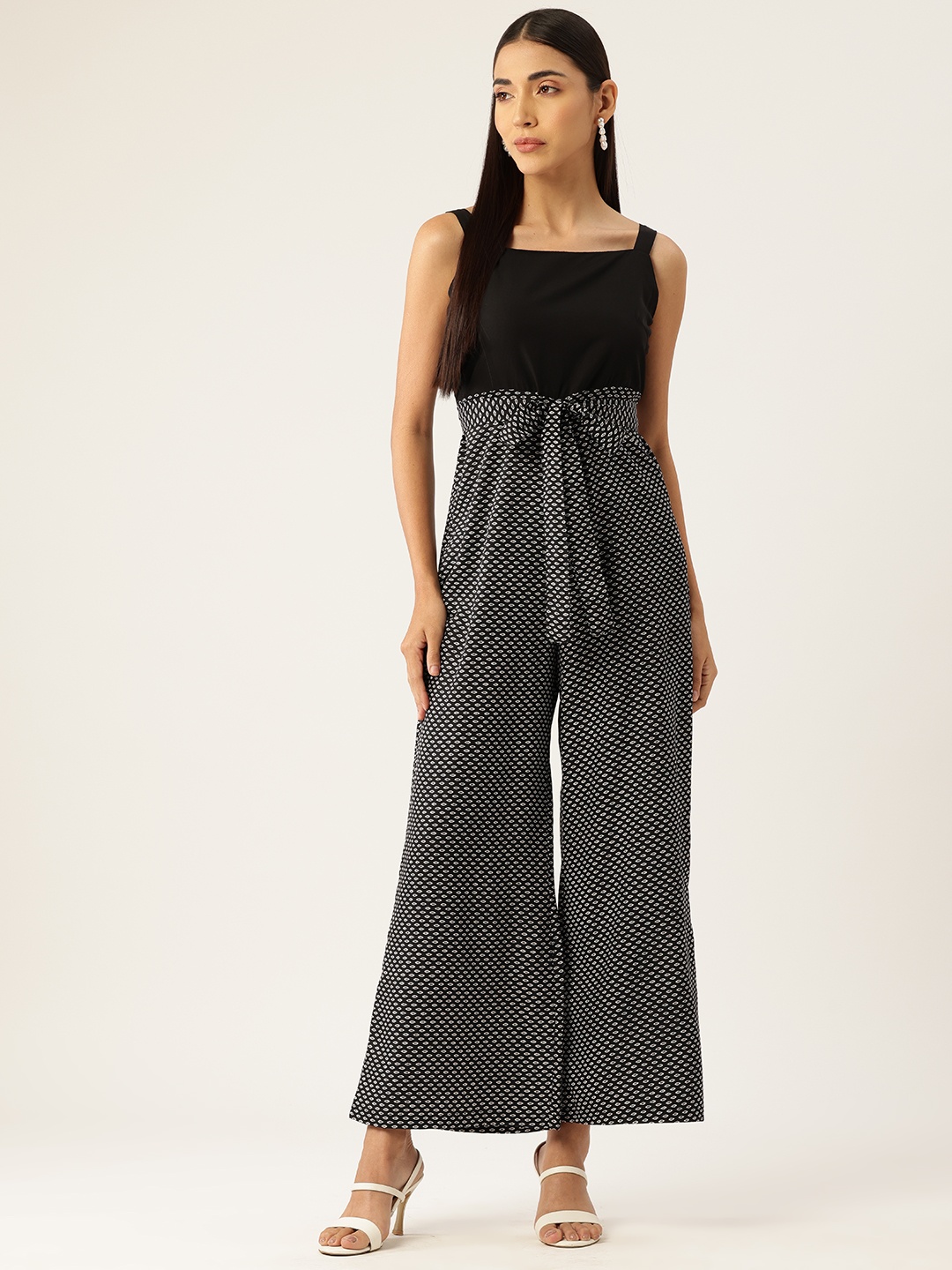 

Sleek Italia Printed Culotte Jumpsuit, Black