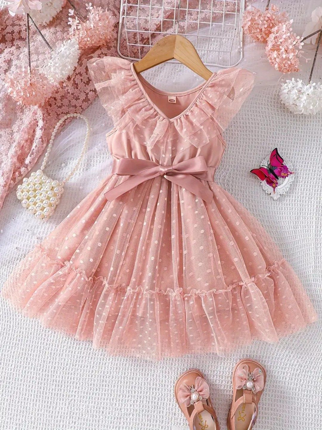 

BAESD Print Net Fit and Flare Dress, Peach