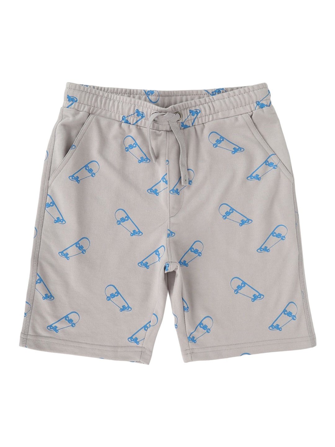 

Alan Jones Boys Conversational Printed Mid-Rise Knee Length Regular Shorts, Grey
