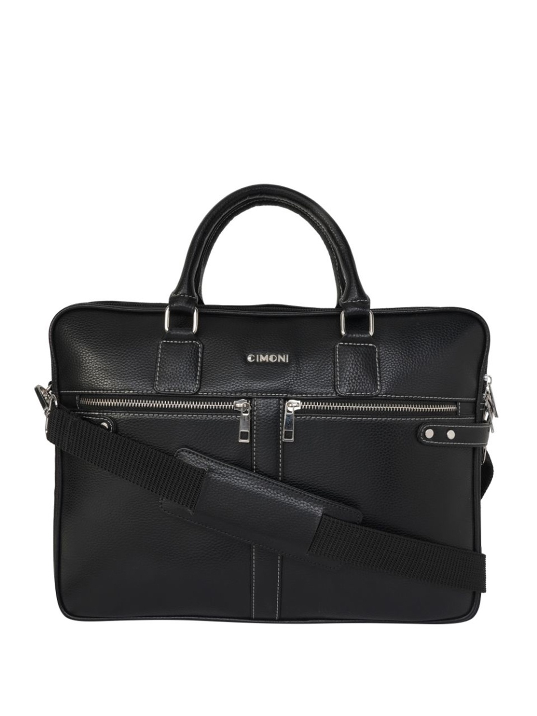 

CIMONI Unisex Up To 15 Inch Textured Leather Laptop Bag, Black