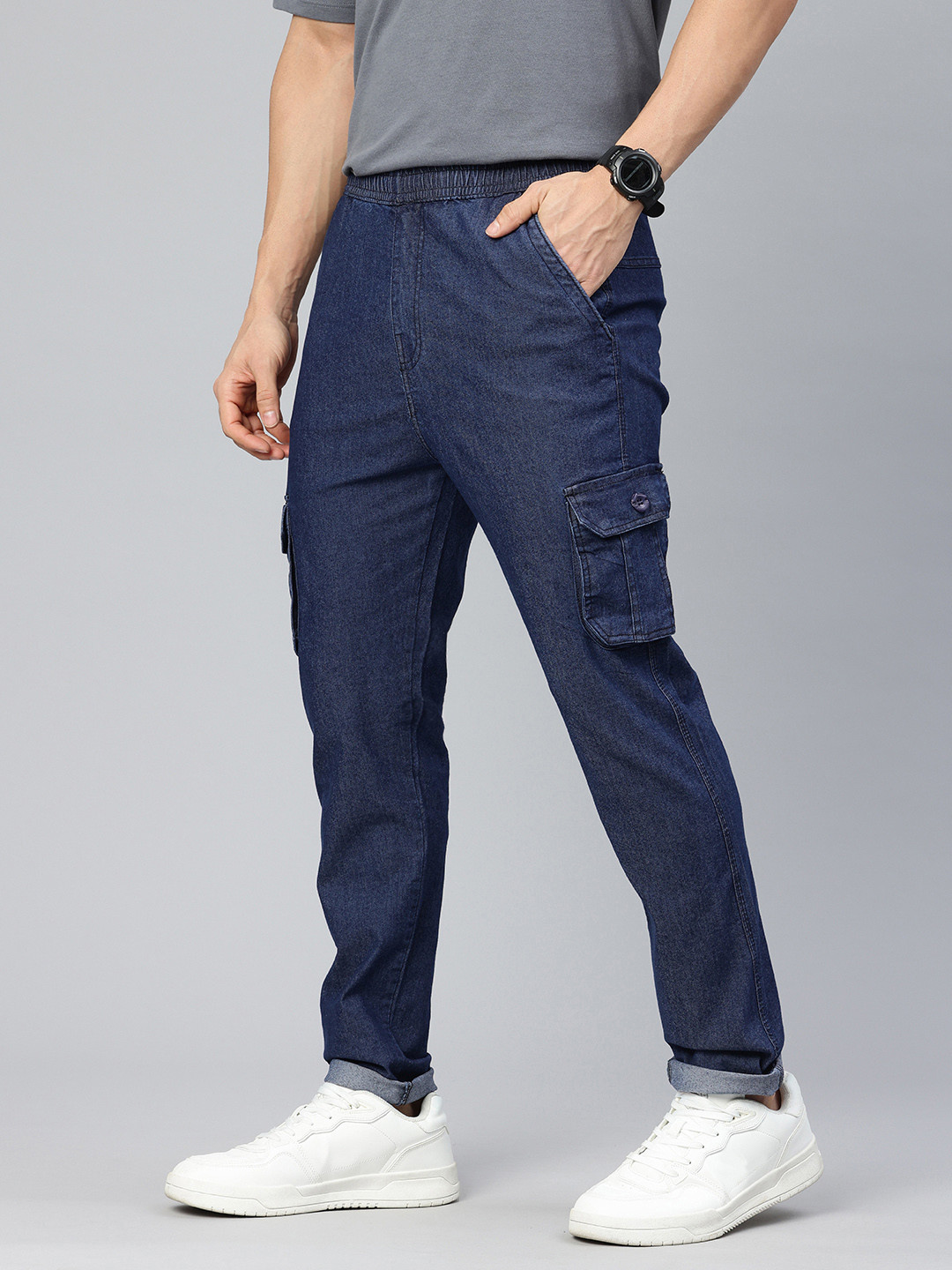 

ADBUCKS Men Cargo Trousers, Navy blue
