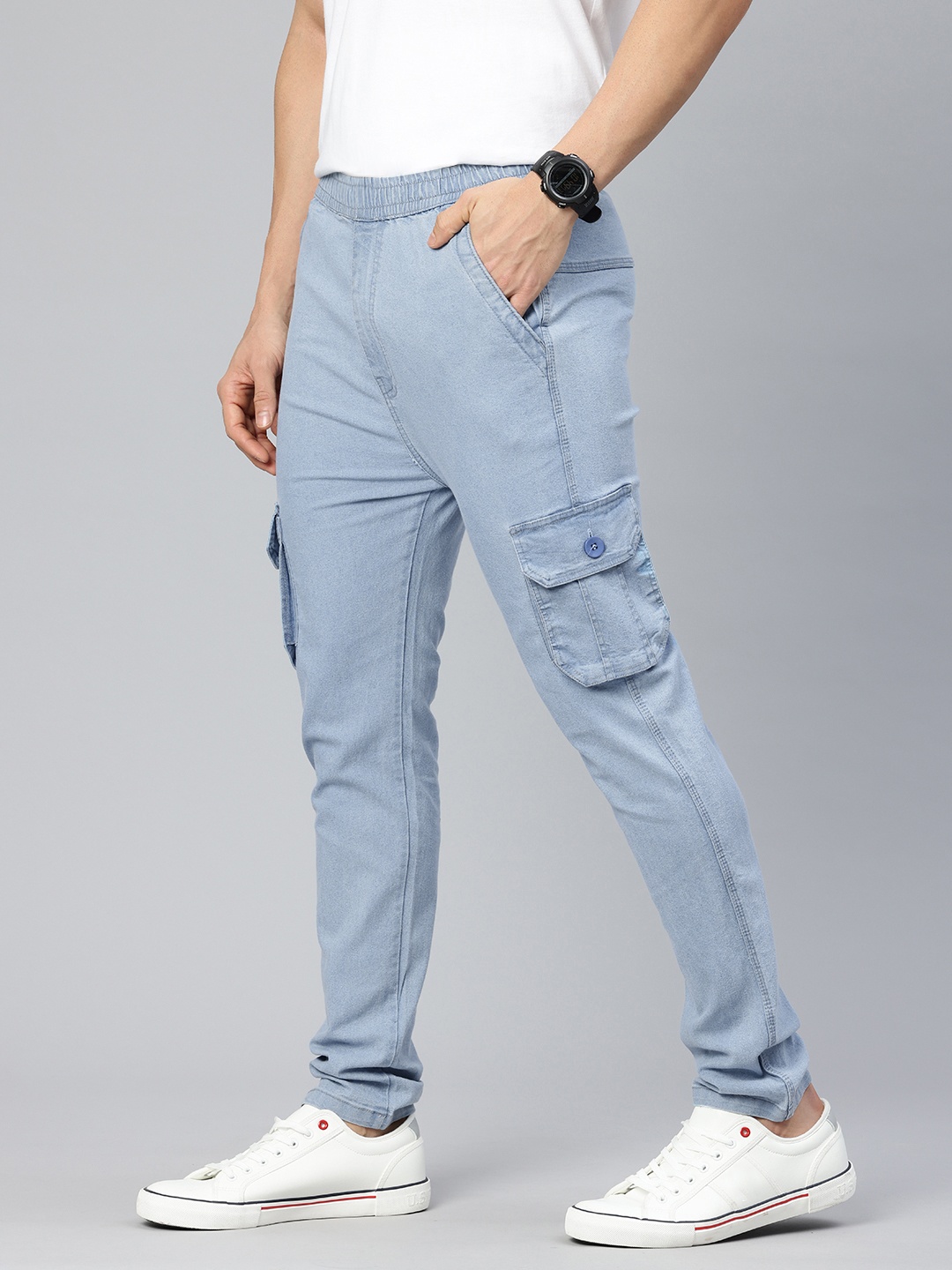 

ADBUCKS Men Cargo Trousers, Blue