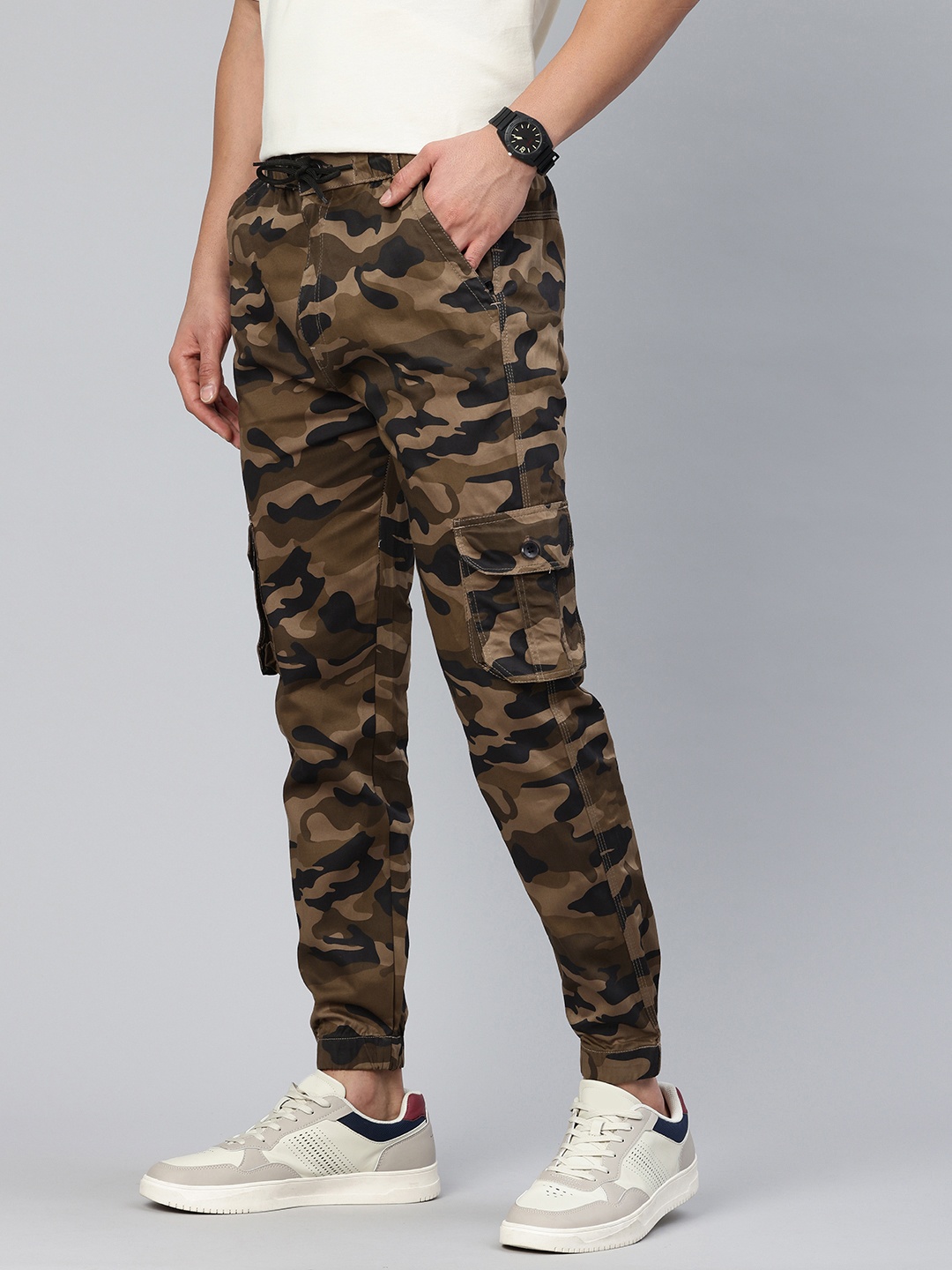 

ADBUCKS Men Camouflage Printed Cargo Trousers, Khaki
