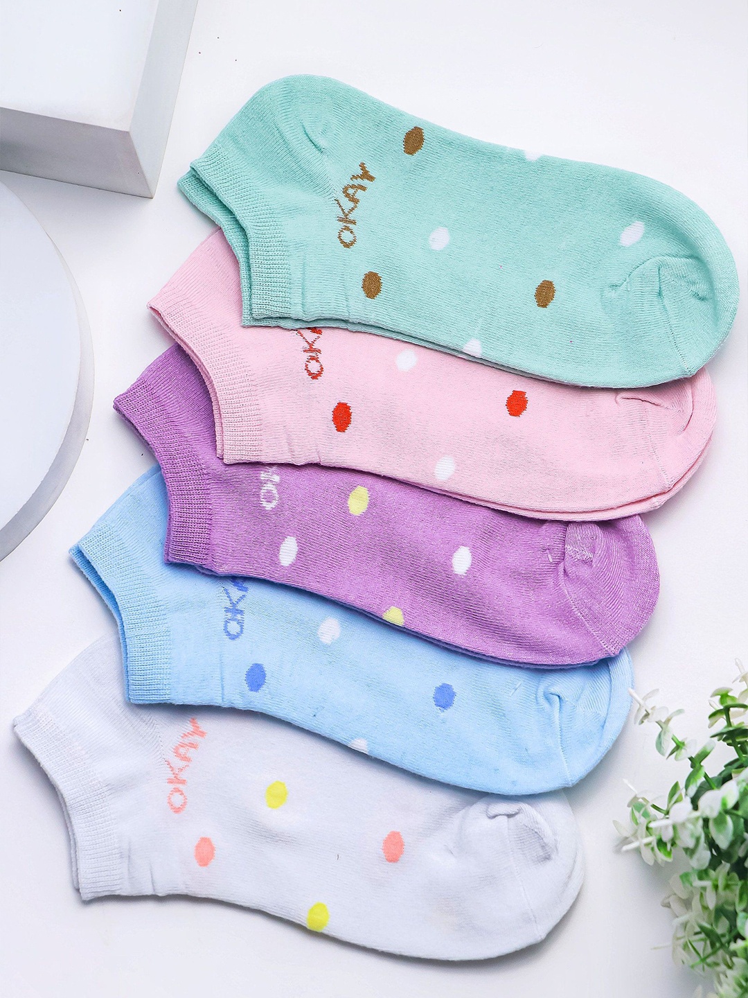 

Brauch Women Pack Of 5 Cotton Ankle Length Socks, Purple