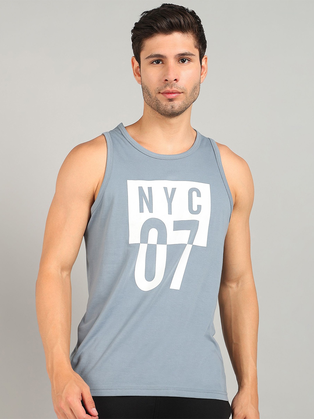 Metronaut Men Varsity Round Neck T-shirt, Grey