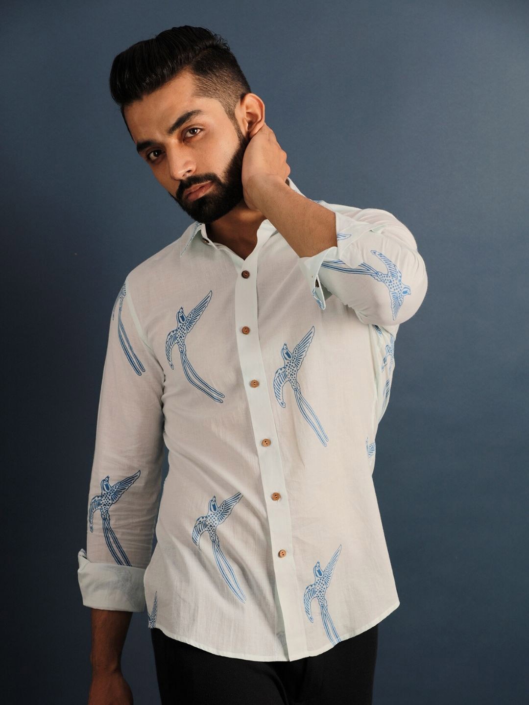 

Lightpole Men Graphic Printed Spread Collar Casual Shirt, White