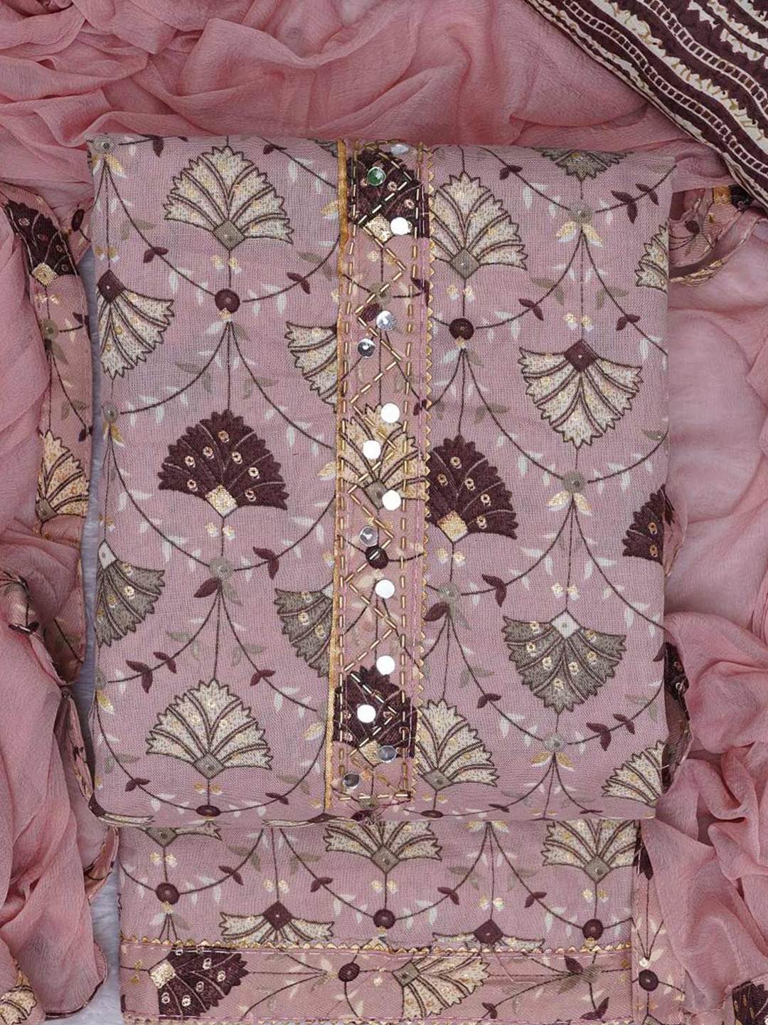 

Peachmode Printed Unstitched Dress Material, Mauve