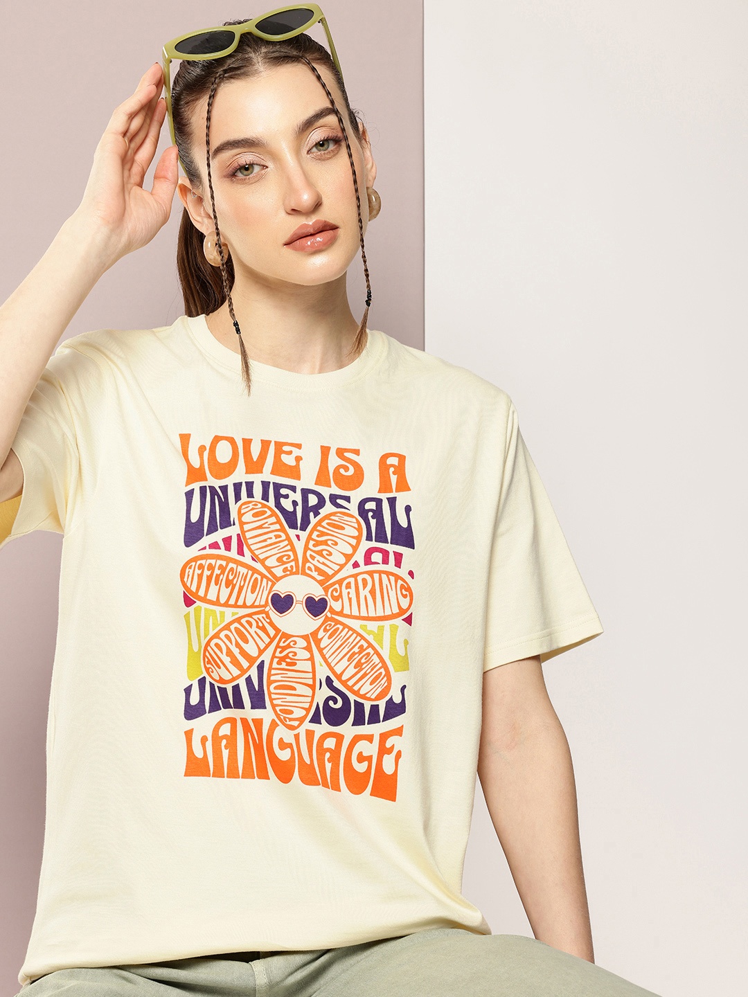 

DILLINGER Typography Printed Relaxed Fit Pure Cotton T-shirt, Cream