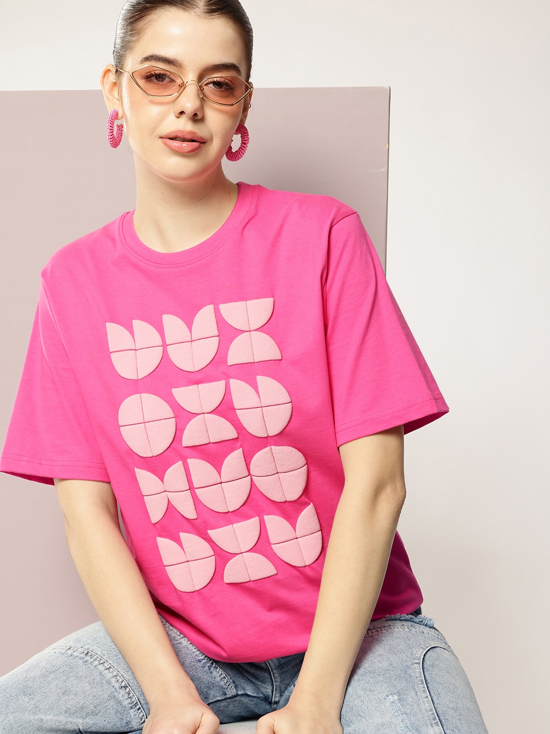 

DILLINGER Graphic Printed Relaxed Fit Pure Cotton T-shirt, Fuchsia