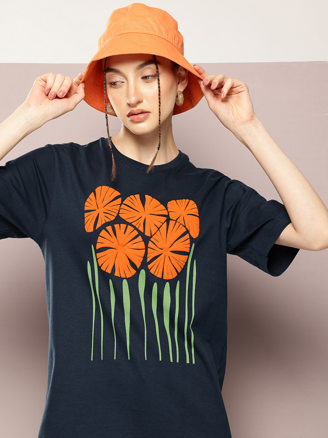 

DILLINGER Printed Oversized Pure Cotton T-shirt, Navy blue