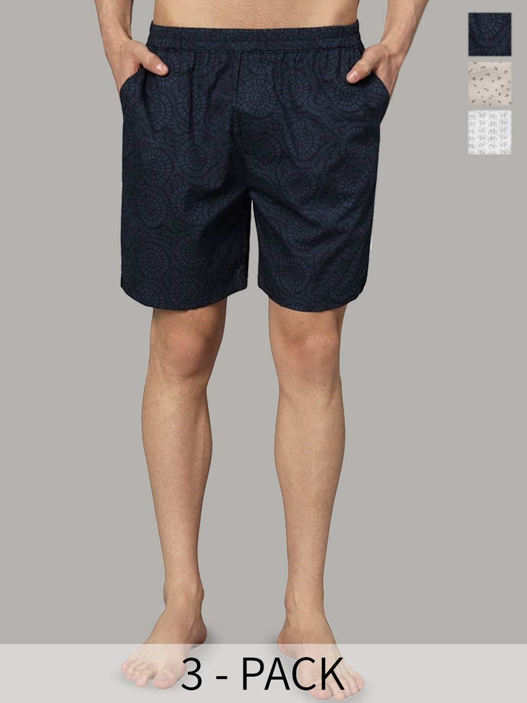 

OWO THE LABEL Men Pack of 3 Pure Cotton Regular Fit Boxer Shorts, White