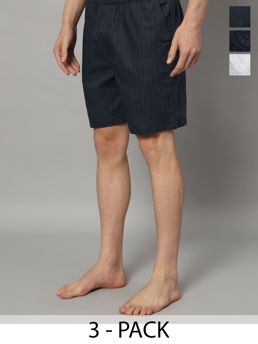 

OWO THE LABEL Pack Of 3 Printed Organic Cotton Boxers OTLMB12--15--17-S, Blue