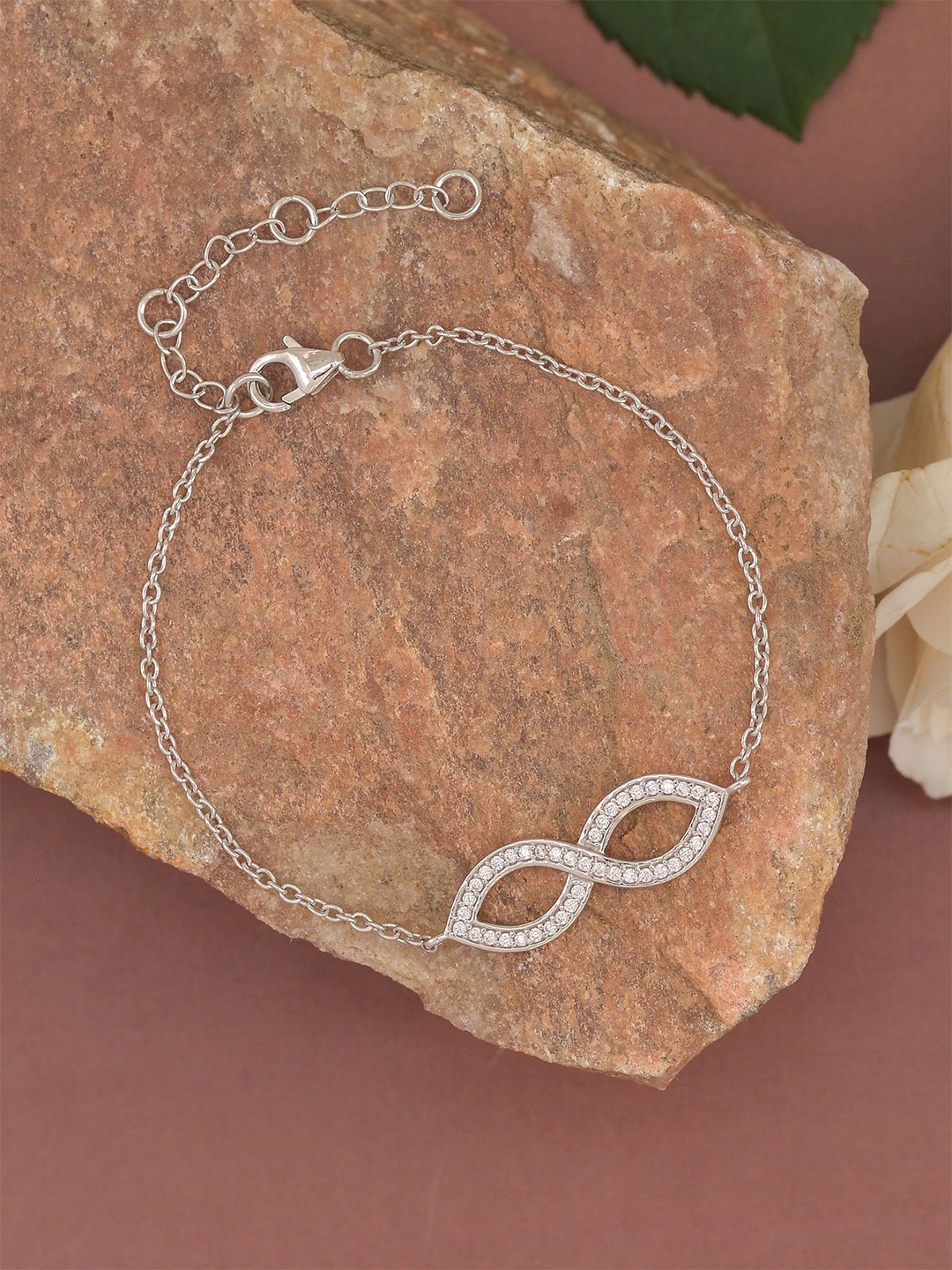 

Ornate Jewels 925 Sterling Silver American Diamond Infinity Bracelet