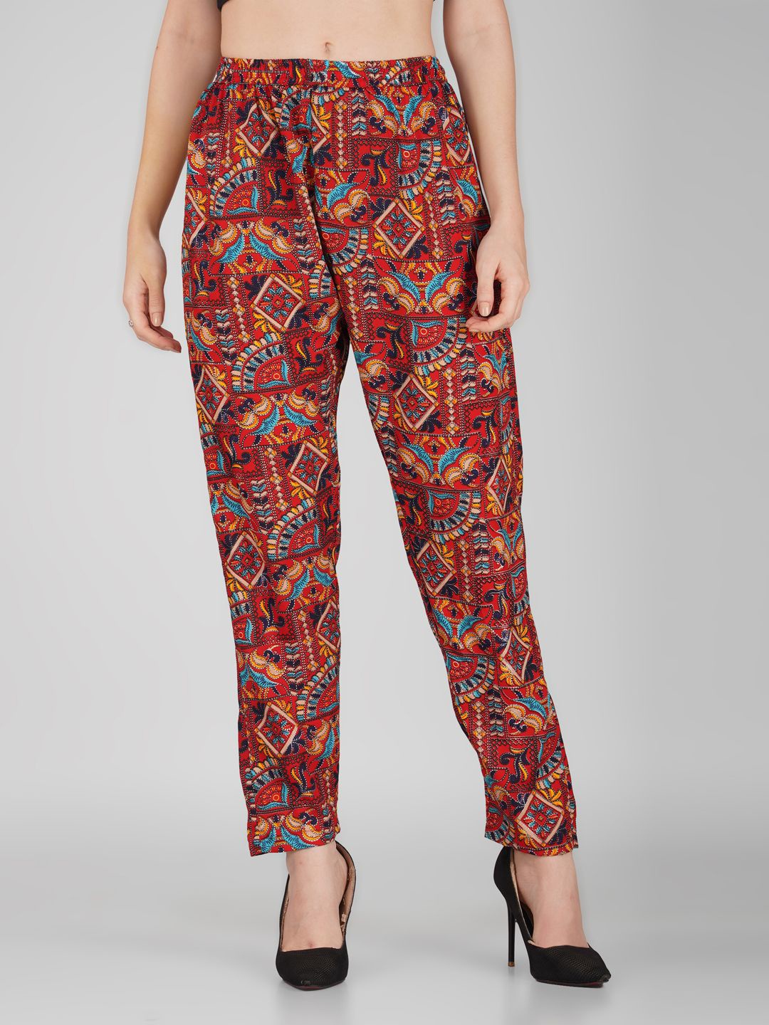 

KALINI Printed Cotton Trousers, Maroon