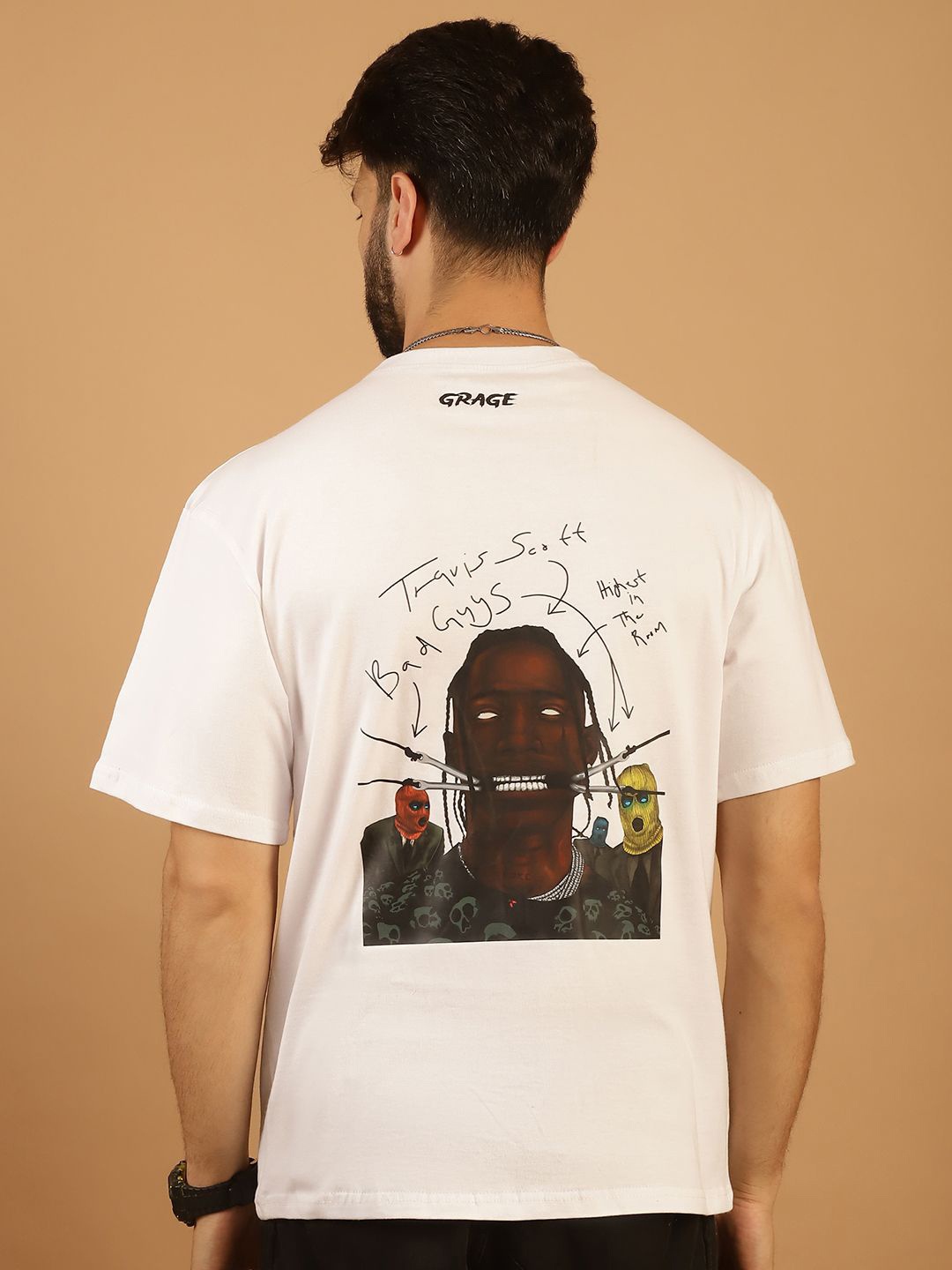 

TAG 7 Men Graphic Printed Round Neck T-shirt, White