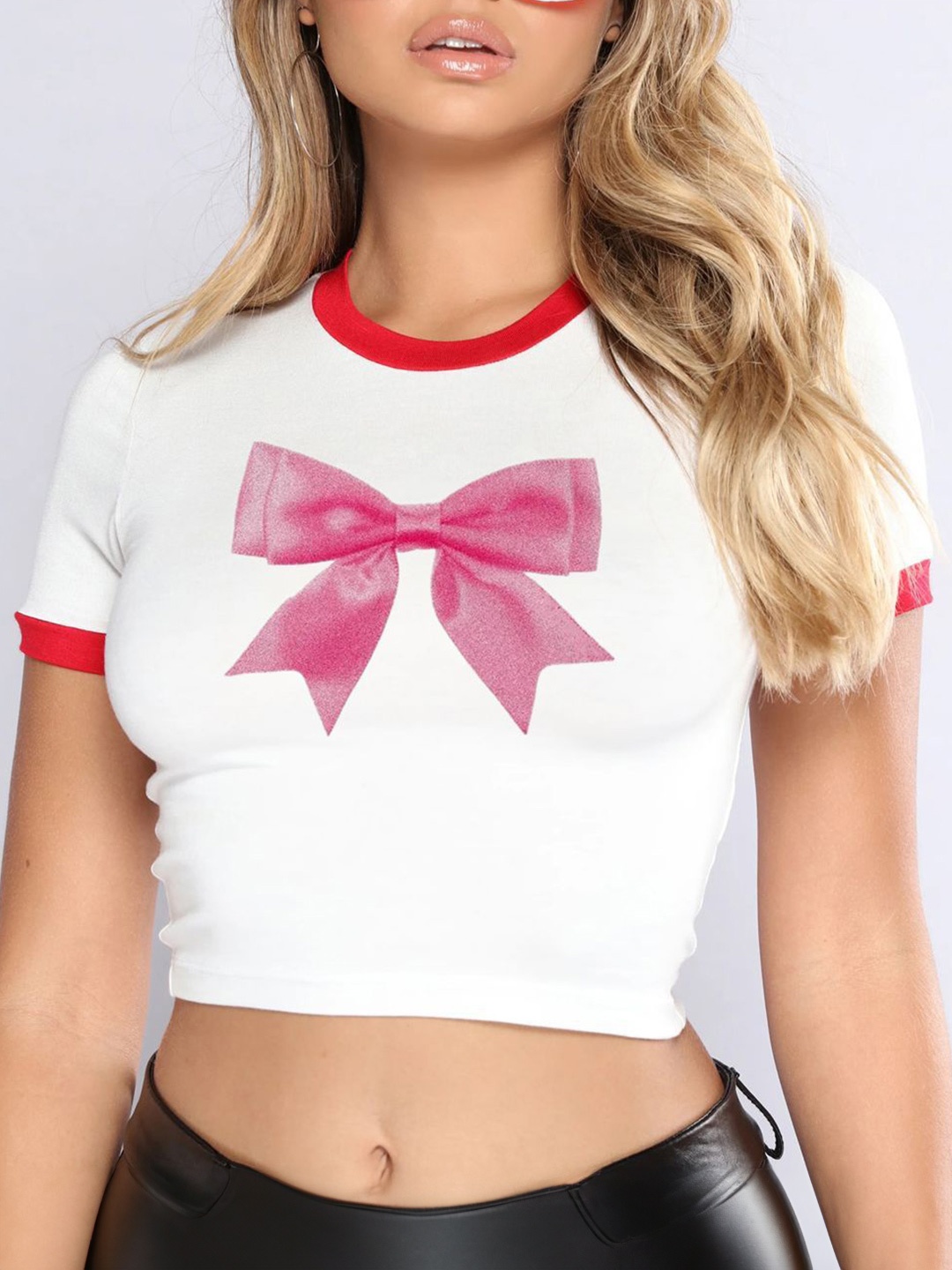 

StyleCast x Revolte Graphic Printed Round Neck Crop Top, White