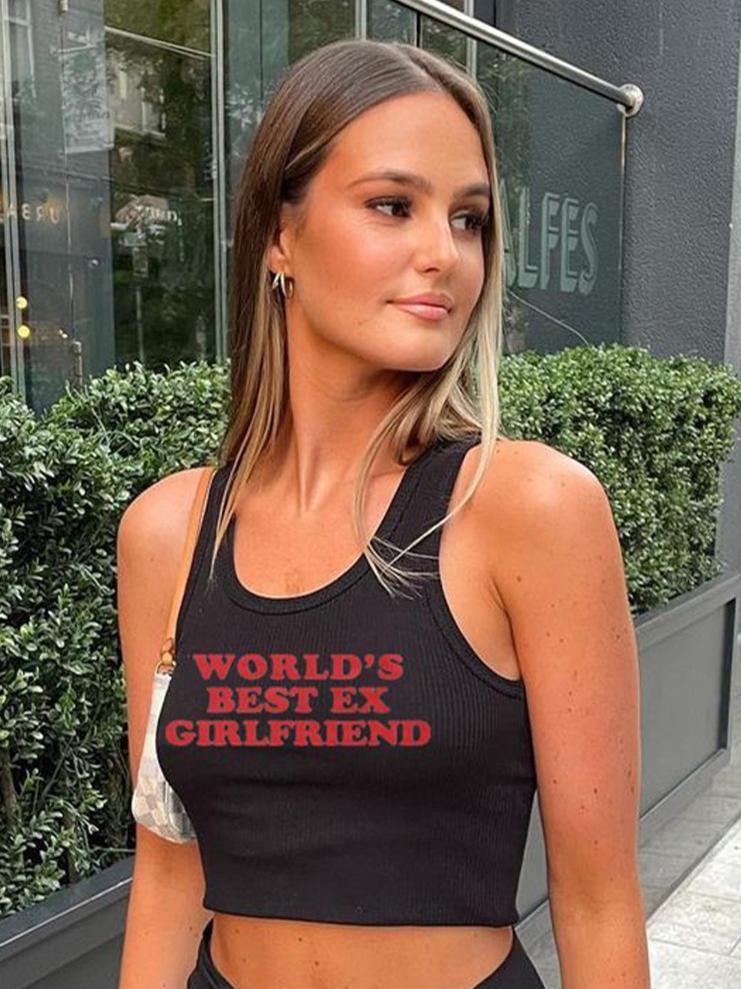 

StyleCast x Revolte Typography Printed Round Neck Crop Top, Black