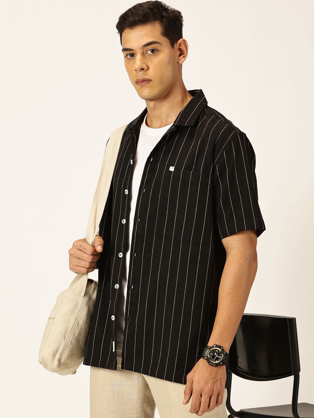 

Thomas Scott Men Premium Opaque Casual Shirt, Black
