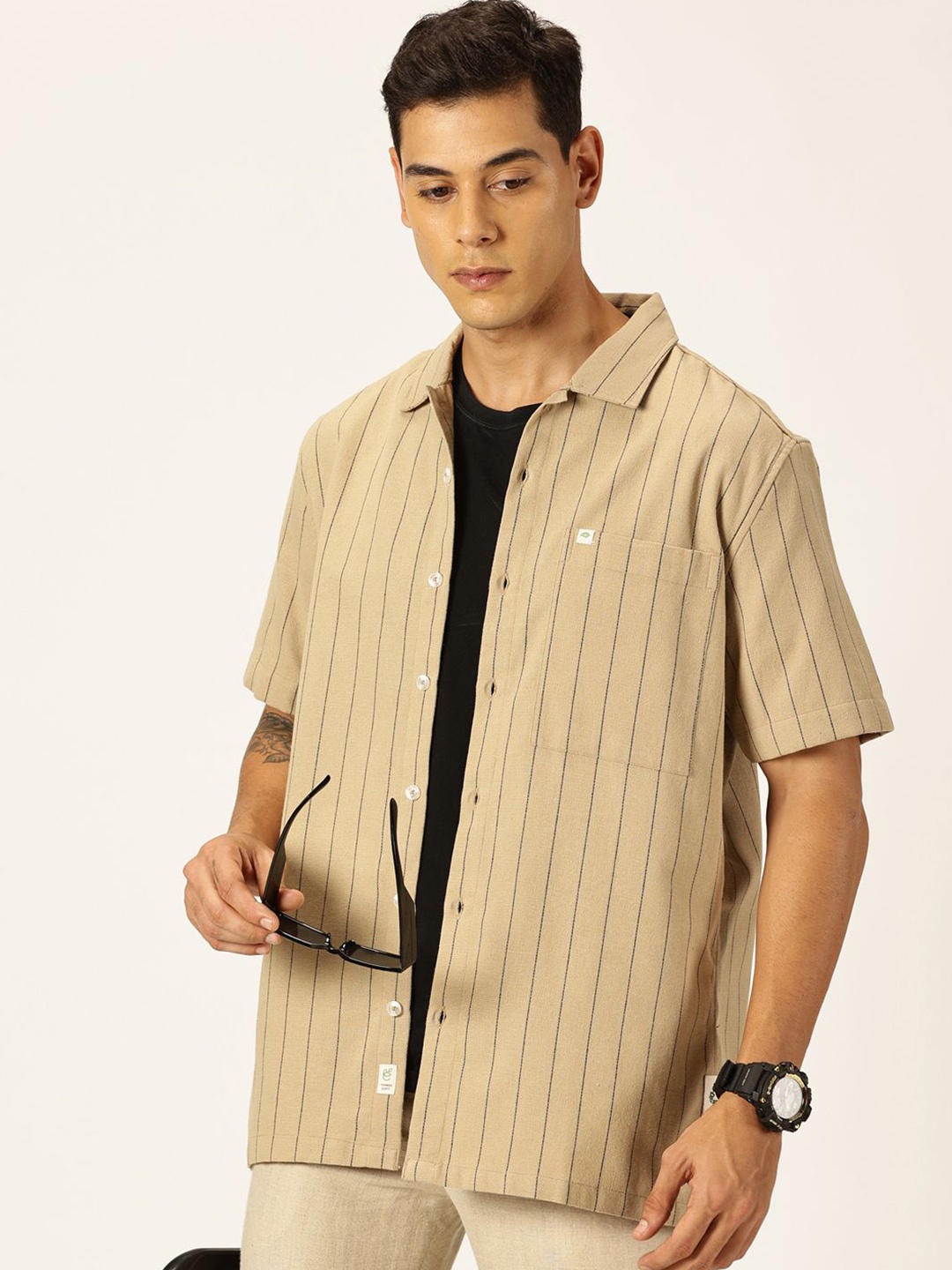 

Thomas Scott Men Premium Opaque Casual Shirt, Beige