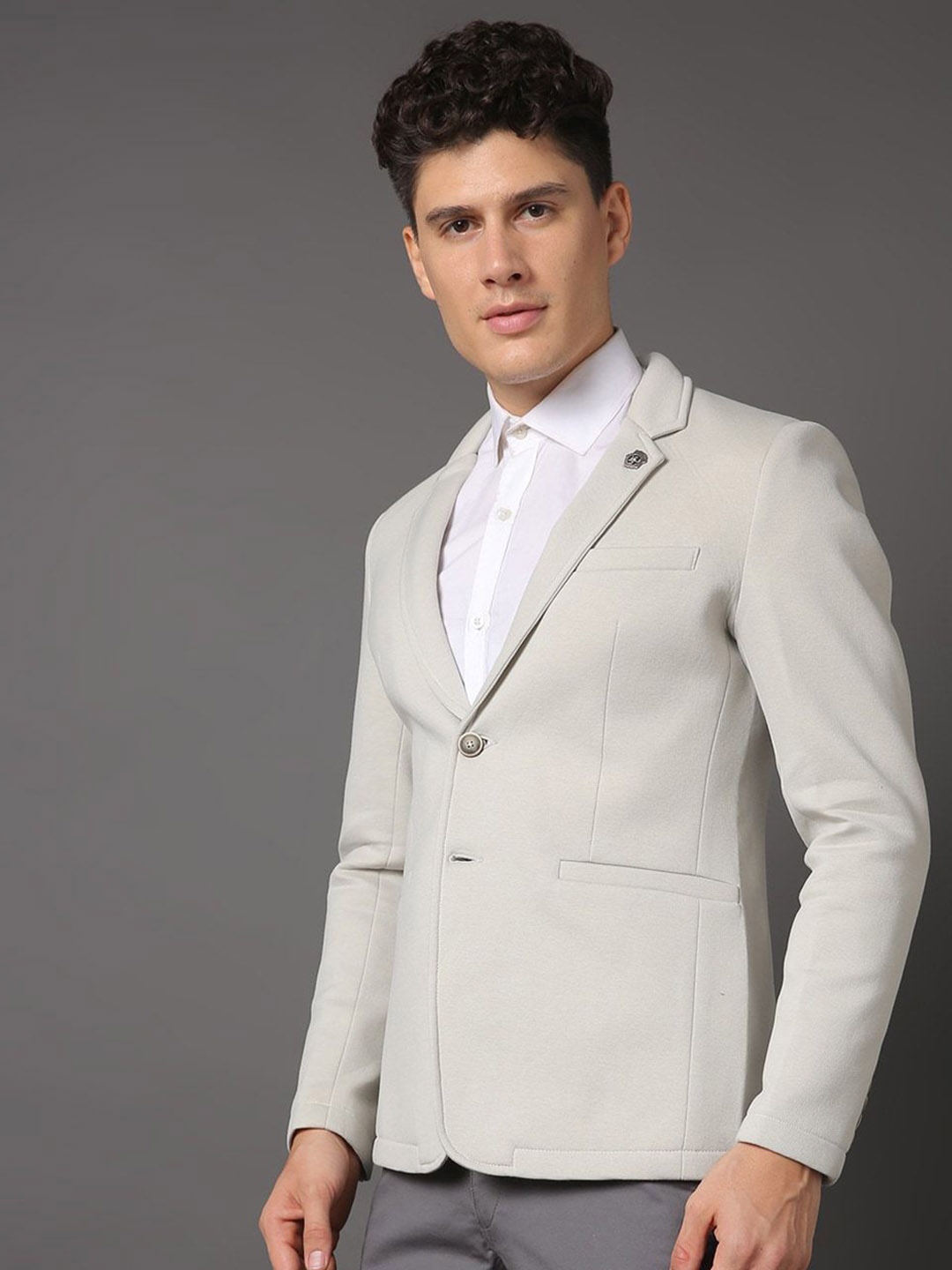 

Fort Collins Men Notched Lapel Single-Breasted Blazer, Grey