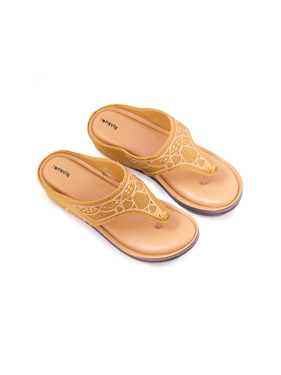 

Ravis Women Textured Open Toe Flats, Beige