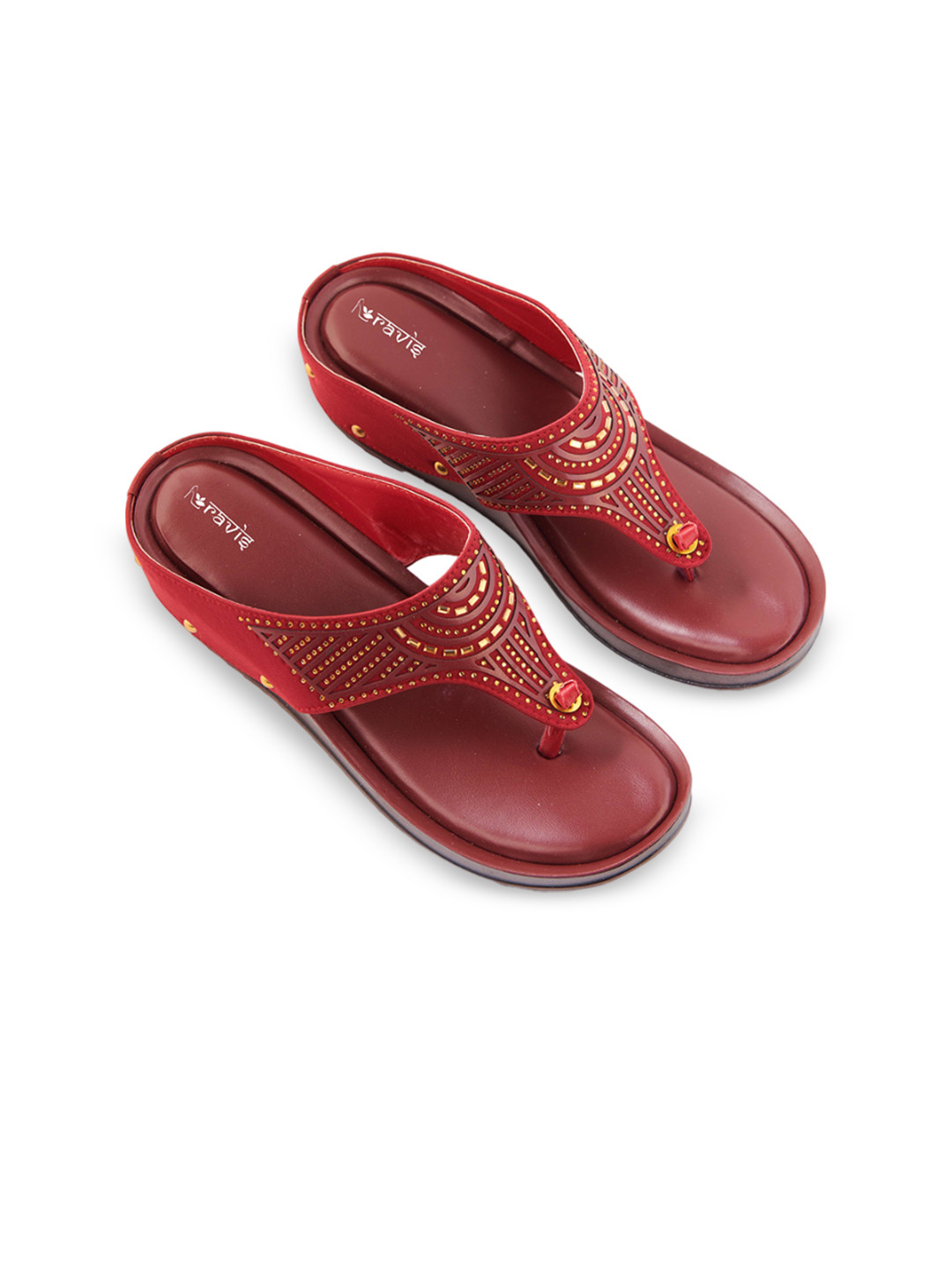 

Ravis Women Textured Open Toe Flats, Red