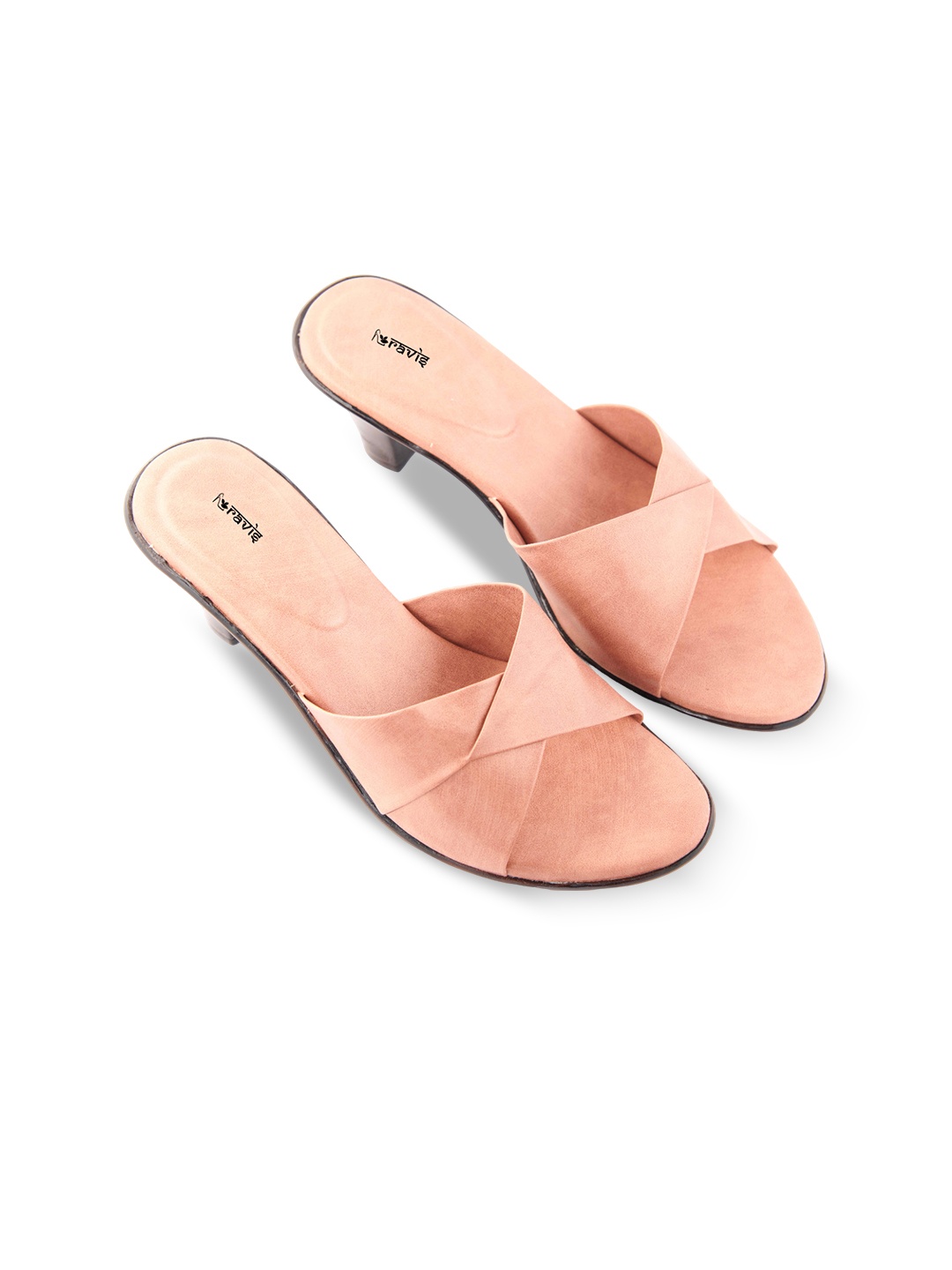

Ravis Women Textured Mules with Bows Flats, Peach