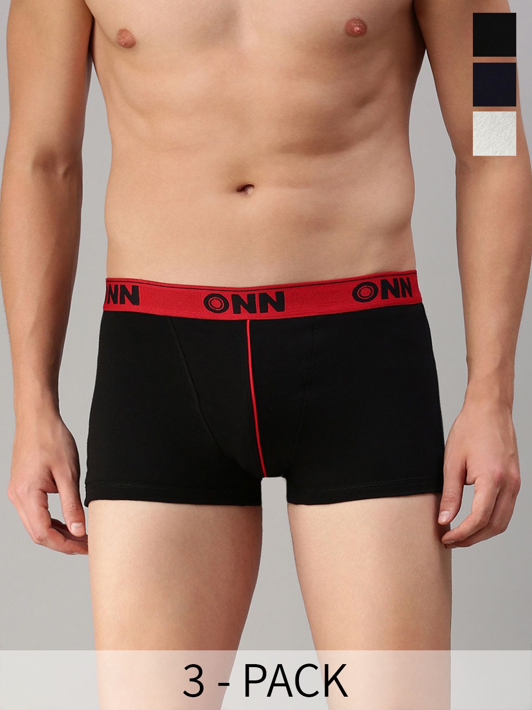 

ONN Pack of 3 Assorted Breatheability Trunks-ONN_253_AST7_3PC, Black