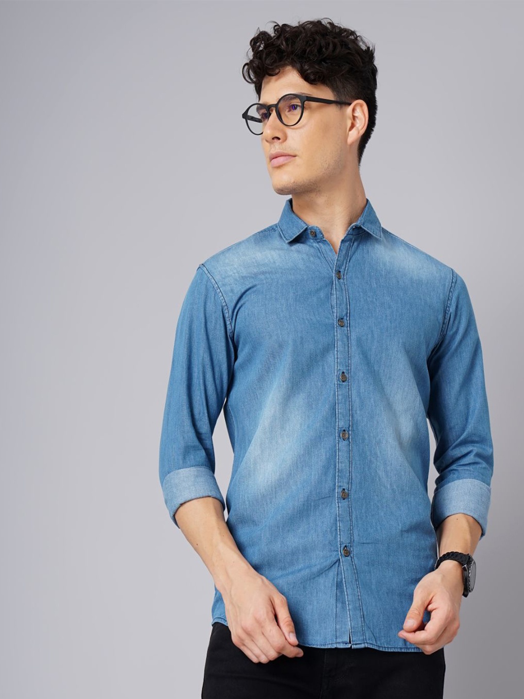 

PAUL STREET Men Solid Spread Collar Casual Shirt, Blue
