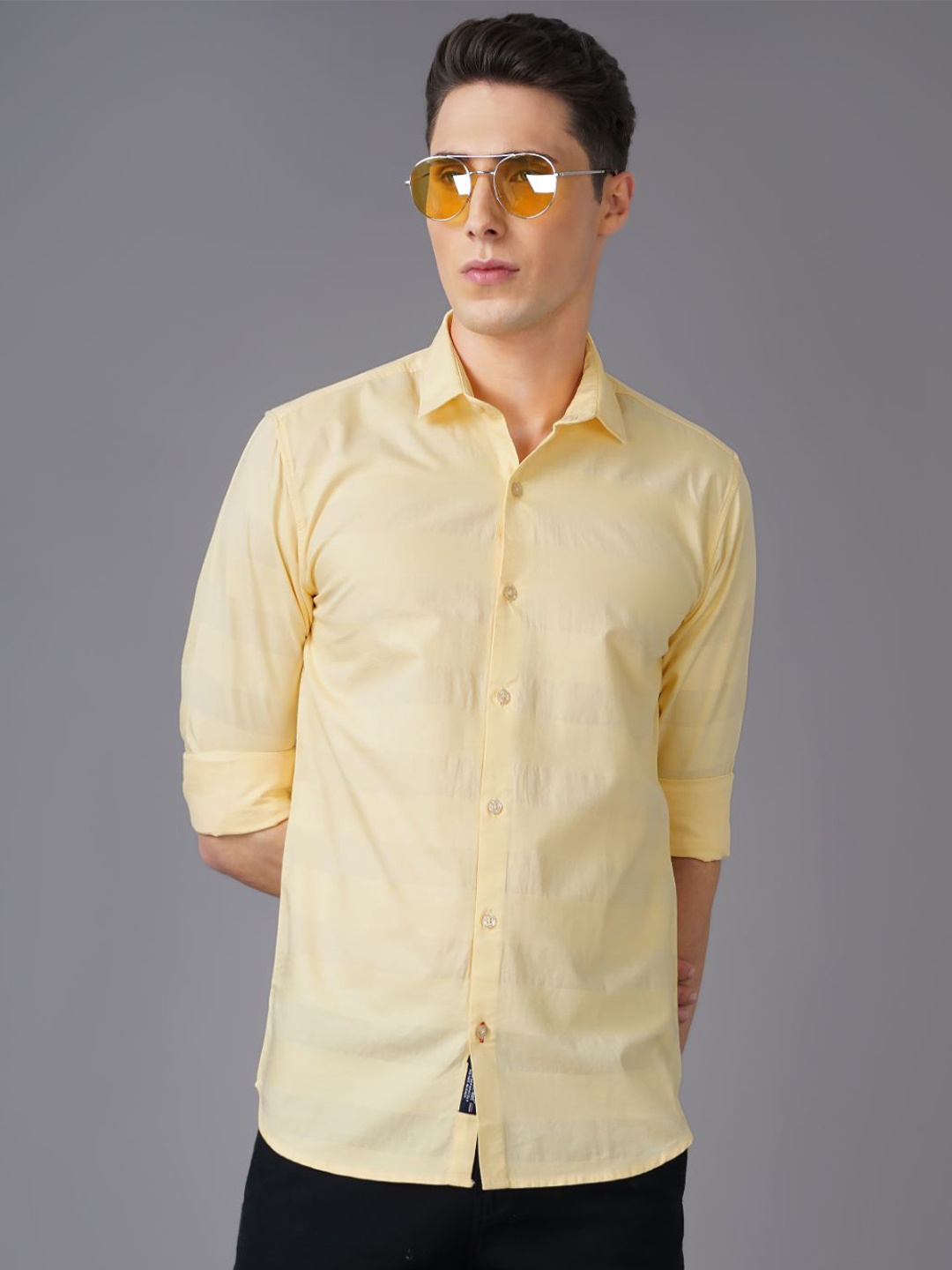 

PAUL STREET Men Solid Spread Collar Casual Shirt, Yellow