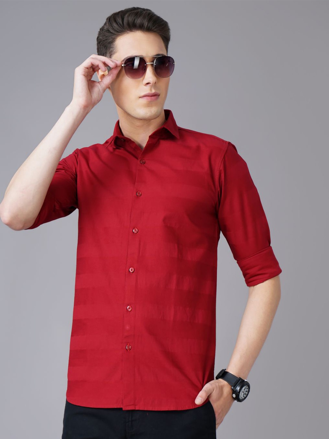 

PAUL STREET Men Solid Spread Collar Casual Shirt, Red