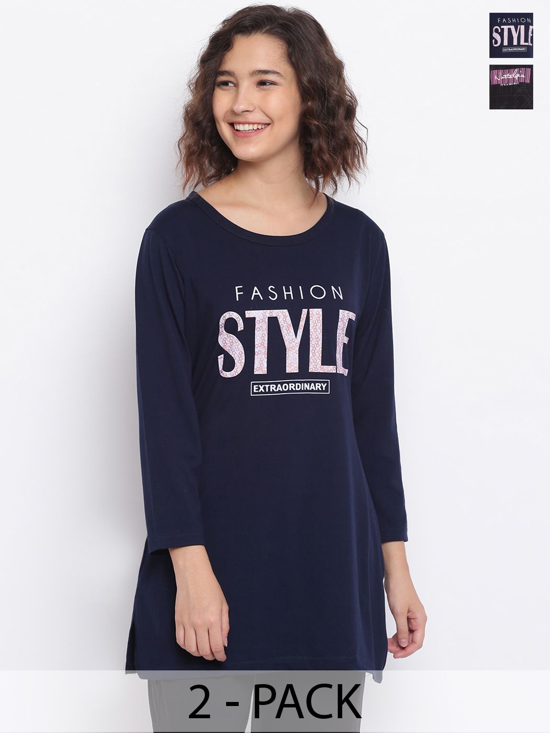 

Duchess Pack Of 2 Printed Round-Neck Lounge T-Shirt, Black