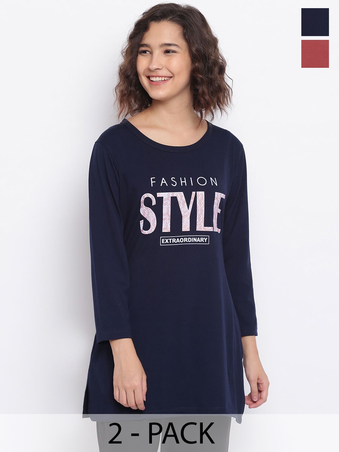 

Duchess Pack Of 2 Printed Lounge T-Shirts, Pink