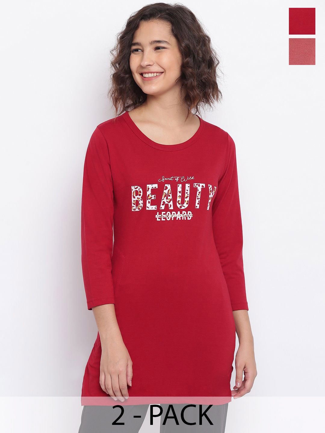 

Duchess Pack Of 2 Printed Lounge Tshirts, Red