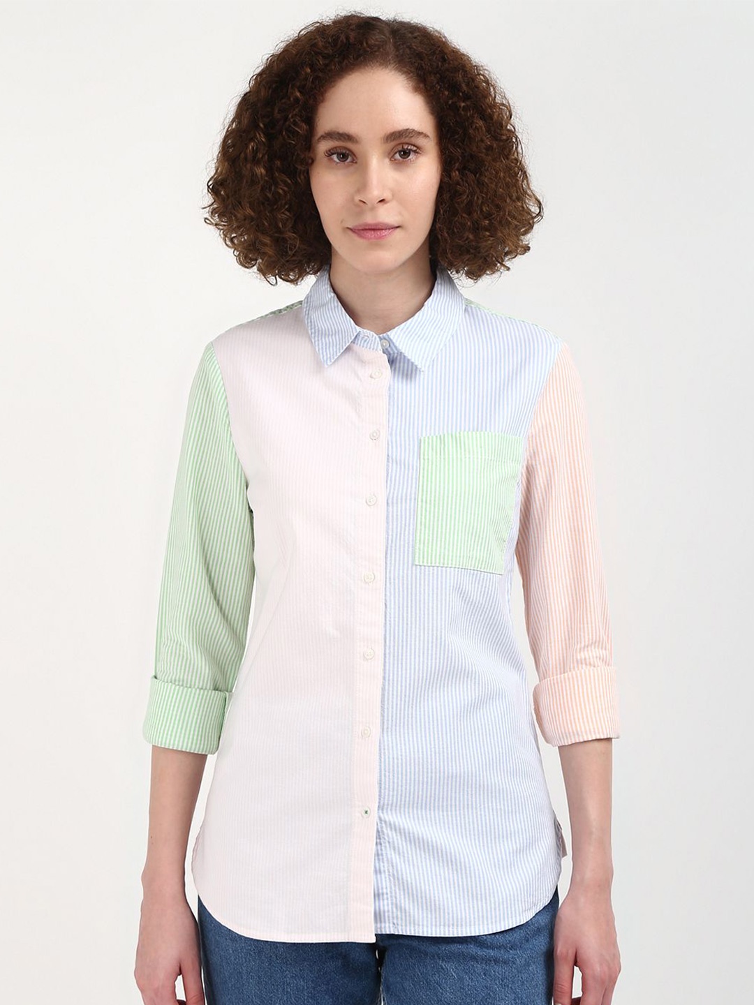 

Tommy Hilfiger Women Colourblocked Button-Down Collar Casual Shirt, Multi