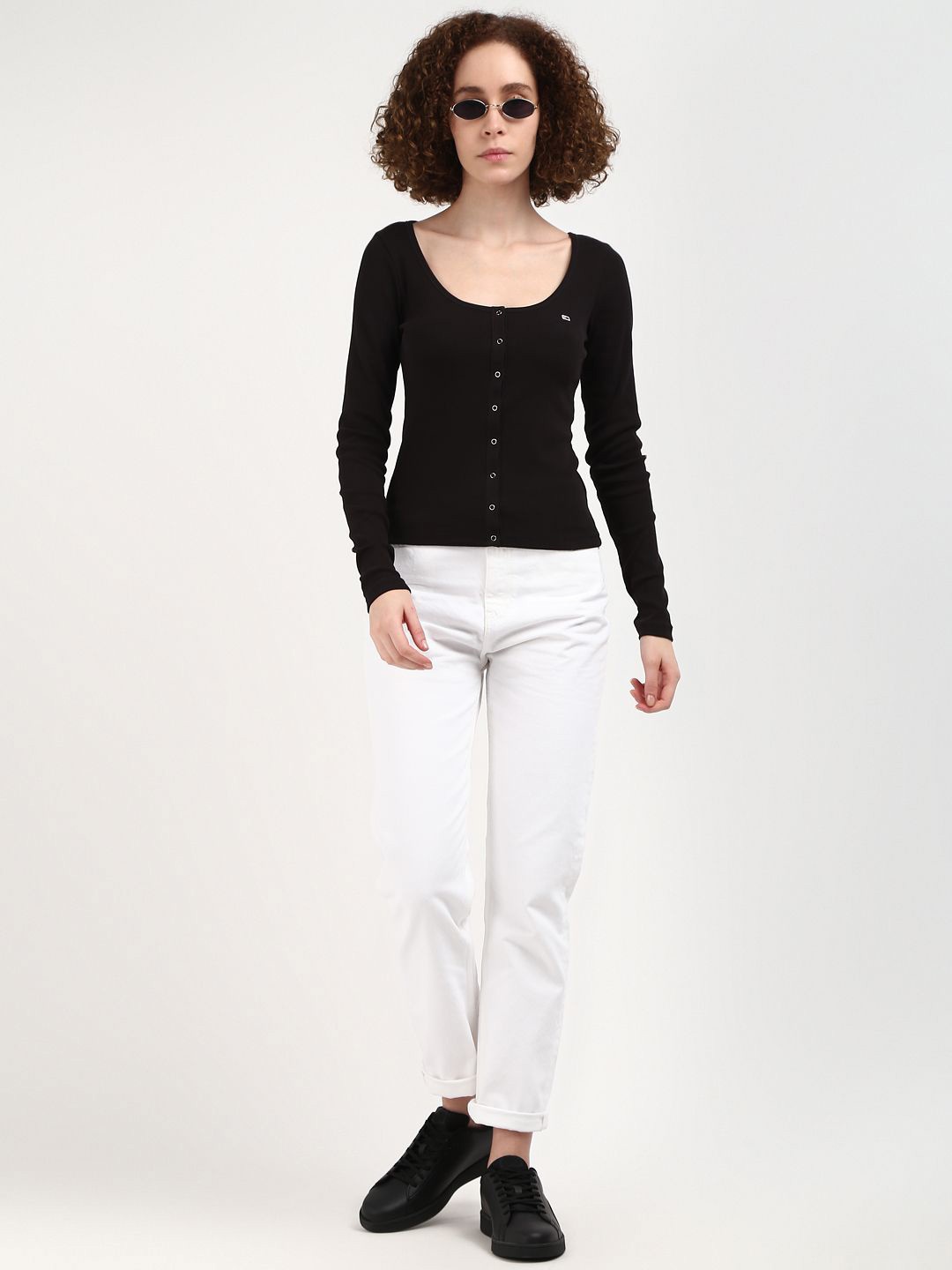 

Tommy Hilfiger Women Pockets Slim Fit Top, Black