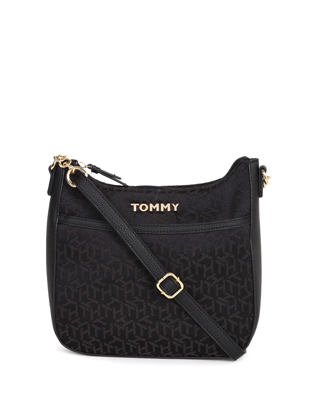 

Tommy Hilfiger Structured Printed Sling Bag, Black