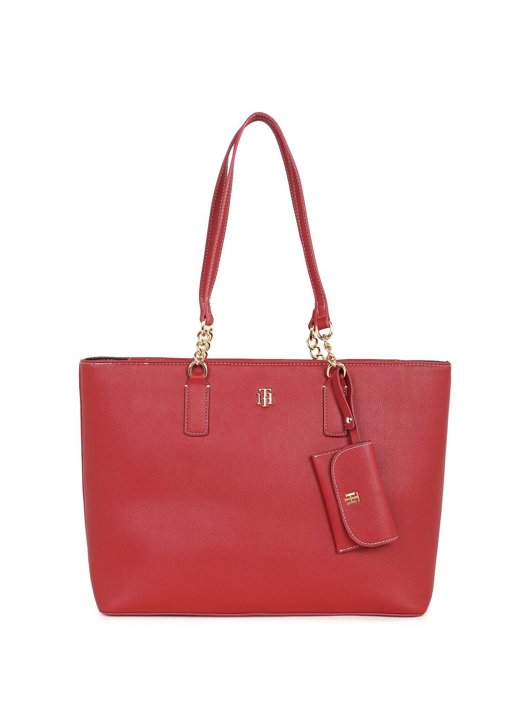 

Tommy Hilfiger Solid Zip Closure Handheld Bag, Red