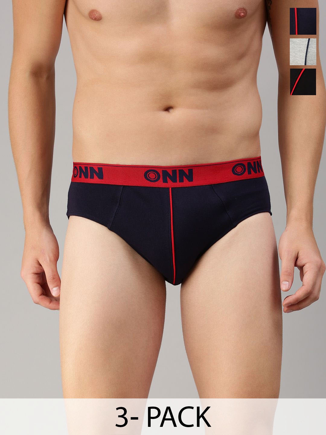 

ONN Pack Of 3 Assorted Pure Cotton Mid Rise Briefs