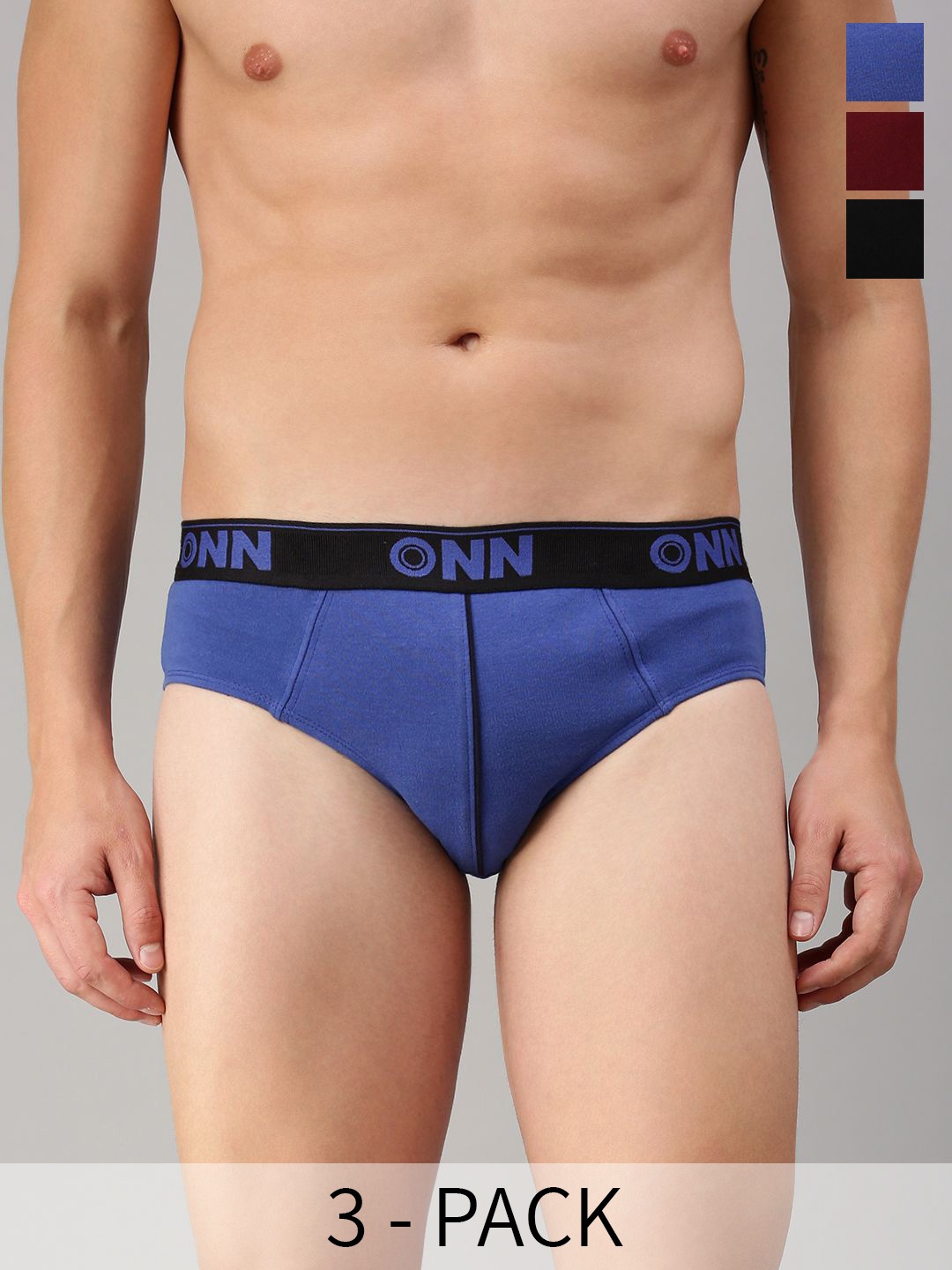 

ONN Pack Of 3 Assorted Pure Cotton Basic Briefs