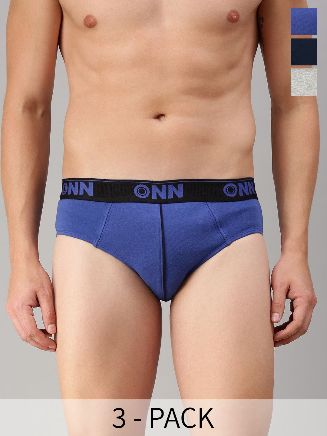 

ONN Pack Of 3 Assorted Pure Cotton Basic Briefs