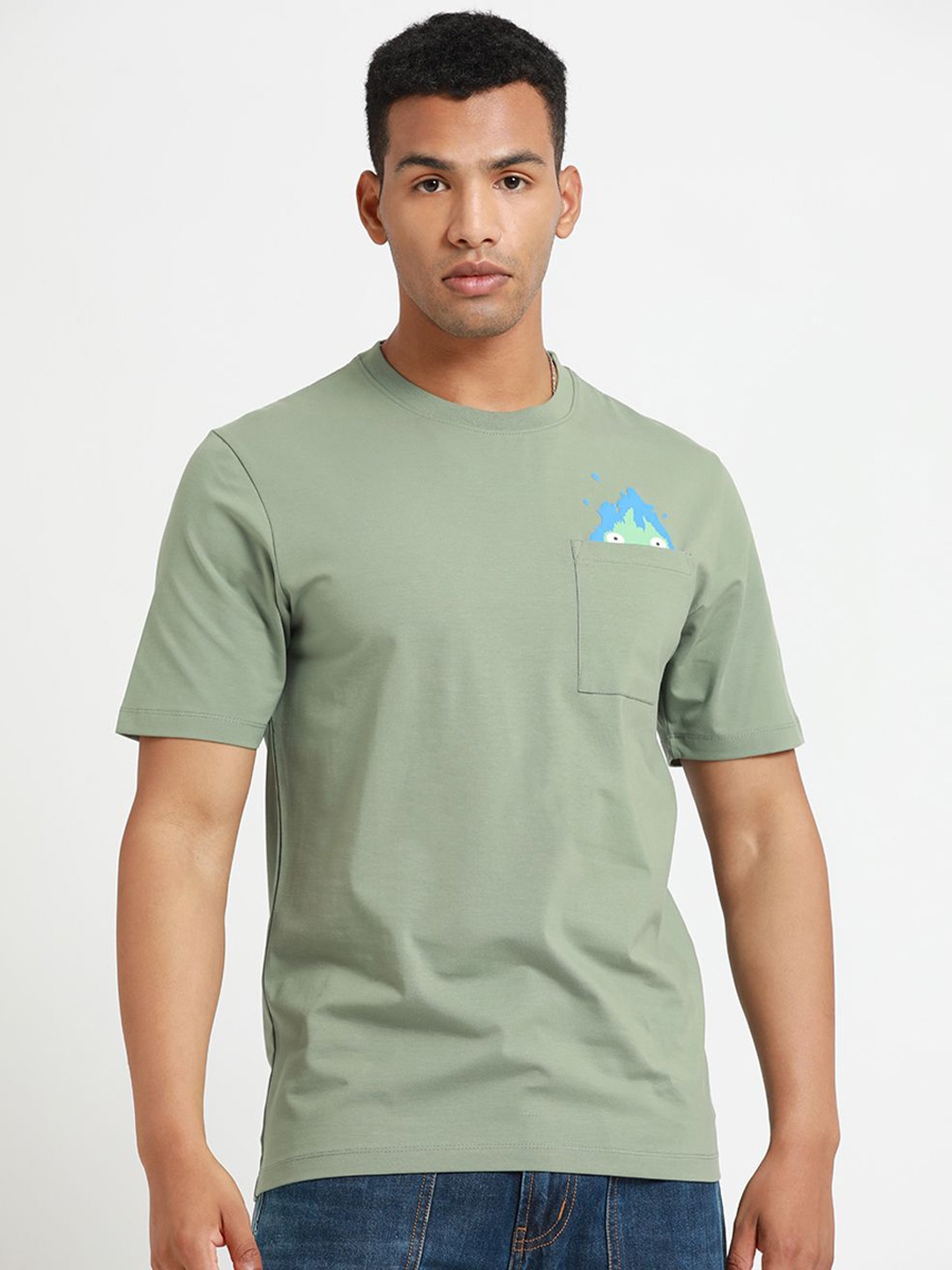 

Banana Club Men Round Neck Solid Pockets T-shirt, Green