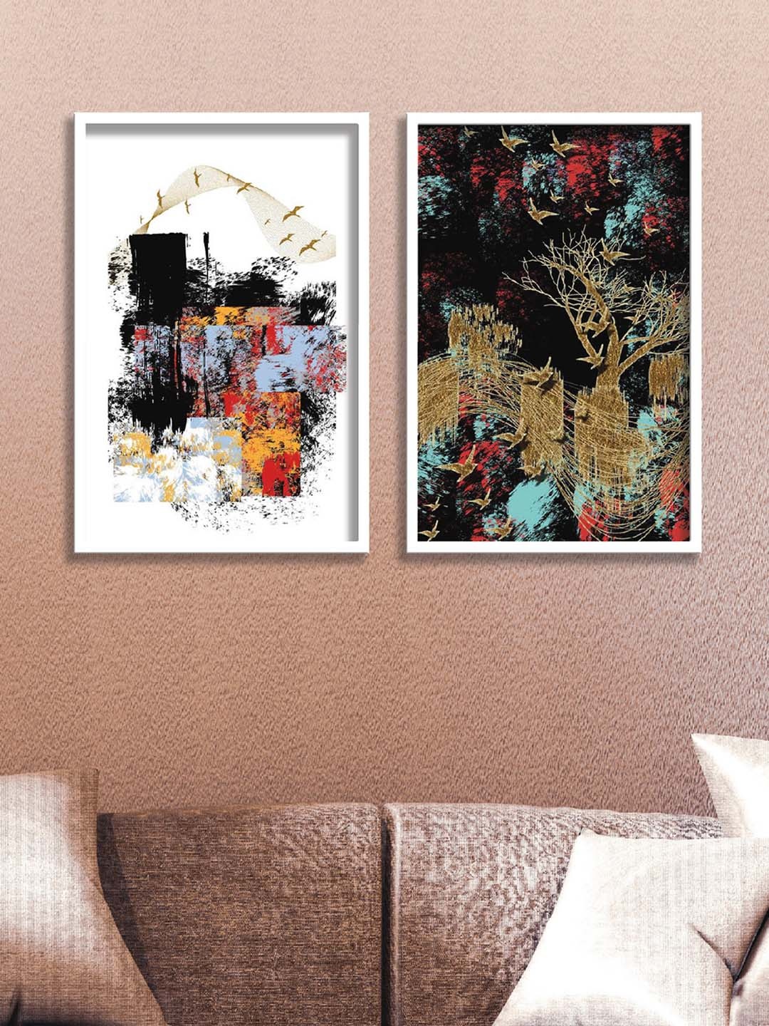 

Aura White & Green 2 Pieces Wood Abstract Wall Paintings