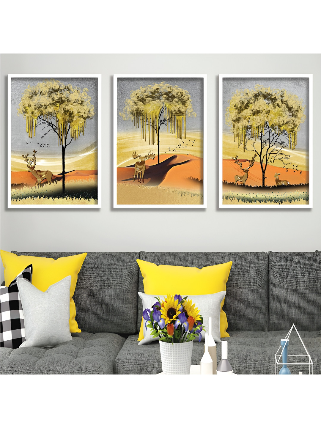 

Aura White & Green 3 Piece Wood Floral and Botanical Wall Paintings